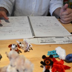 Kitanaka-san showing his sketchbook and work process